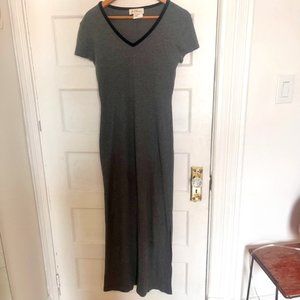 90's Vintage Le Chateau Soft Grey Dress with V-Neck, M